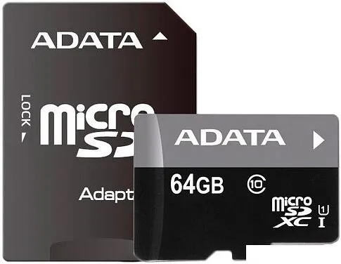 Карта памяти A-Data Premier microSDXC UHS-I U1 Class 10 64GB (AUSDX64GUICL10-RA1)