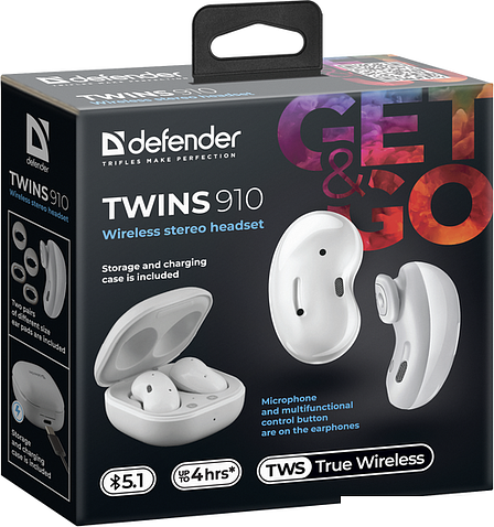 Наушники Defender Twins 910 (белый)