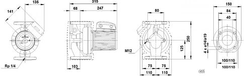 Циркуляционный насос Grundfos UPS 40-60/2 F (230)