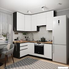 Готовая кухня ВерсоМебель Эко Премиум 1.2x2.0 левая (белый фасадный/ст. дуб вотан)