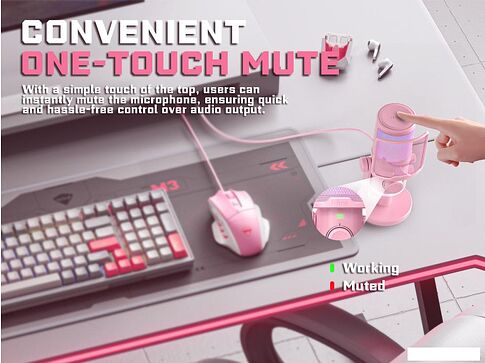 Проводной микрофон FIFINE AM6 (розовый)