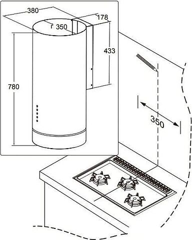 Кухонная вытяжка Meferi TUBE35BK Comfort