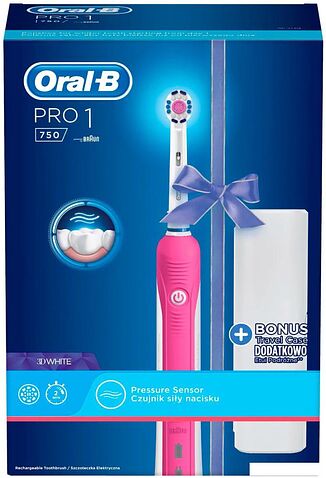 Электрическая зубная щетка Oral-B Pro 1 750 3D White D16.513.1UX (розовый)