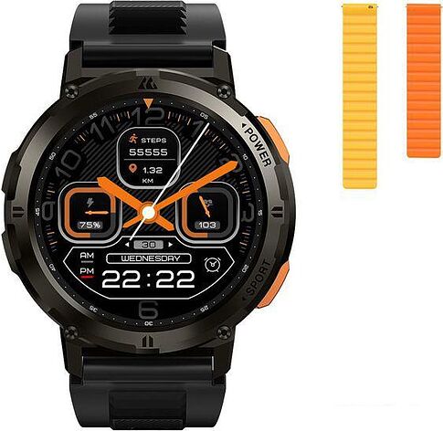 Умные часы Kospet Tank T2 (черный, с силиконовым ремешком)