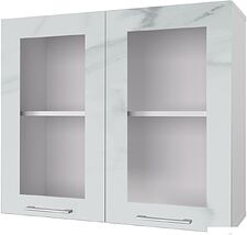 Шкаф навесной Горизонт Оптима 80 Витрина (мрамор арктик) Шкаф навесной Горизонт Оптима 80 Витрина (мрамор арктик)