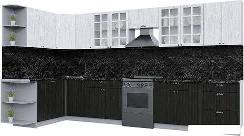 Готовая кухня Интерлиния Берес 1.5x2.5 правая (дуб английский/дуб полярный/кастилло темный)
