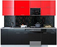 Кухня Интерлиния Мила Gloss 50-25 (красный/черный)