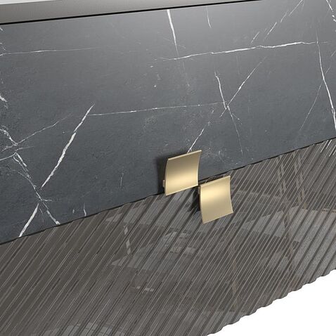 Тумба Involux ТВ Неаполь 6162 (черный мрамор/графит/черный глянец/металл золото)