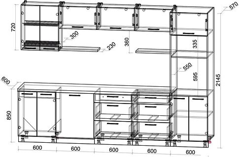 Готовая кухня Интерлиния Мила Gloss 3.0-ПМ1 (белый/белый/дуб бунратти)