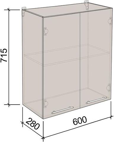 Шкаф навесной Артём-Мебель 600мм СН-114.28 (ДСП бетон спаркс лайт)
