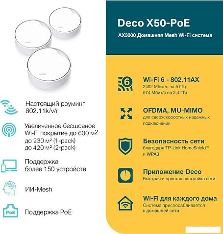 Wi-Fi система TP-Link Deco X50-PoE (2 шт)
