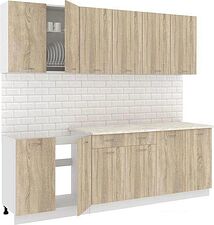 Готовая кухня Кортекс-мебель Корнелия Лира-лайт 2.4м (дуб сонома/королевский опал)