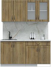 Готовая кухня Интерлиния Мила Крафт 1.6А (дуб вотан/дуб вотан/серый каспий)