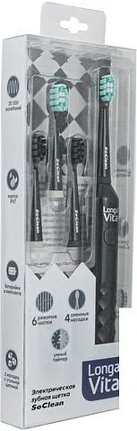 Электрическая зубная щетка Longa Vita PT4R (черный, 4 насадки)
