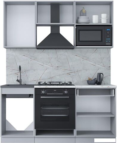 Готовая кухня Интерлиния Мила Лайт 1.7 ВТ (дуб золотой/бетон портленд/дуб бунратти)