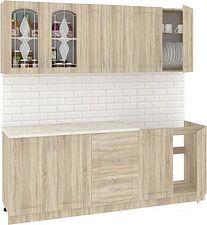 Кухня Кортекс-мебель Корнелия Ретро 1.8м (дуб сонома/королевский опал) Кухня Кортекс-мебель Корнелия Ретро 1.8м (дуб сонома/королевский опал)