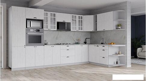 Готовая кухня Интерлиния Берес 1.88x3.4 ВТ правая (дуб полярный/серый каспий)