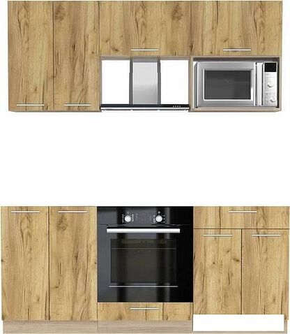 Готовая кухня Интерлиния Мила 1.8 ВТ без столешницы (дуб золотой/дуб золотой)