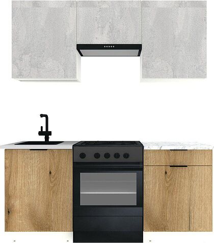 Готовая кухня ВерсоМебель Эко-2 1.8 (бетонный камень/дуб эвок прибрежный/ст.мрамор итальянский)