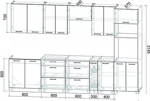 Готовая кухня Интерлиния Мила Лайт 3.2 ВТ (белый платинум/белый платинум/дуб бунратти)