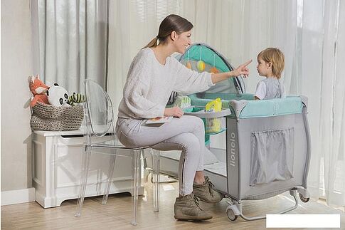 Манеж-кровать Lionelo Sven Plus (бирюзовый)