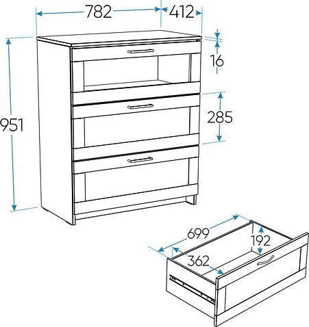 Комод Mio Tesoro Нави 3 ящика 2.15.02.020.4 (серый, со стеклом)