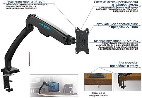 Кронштейн Kromax OFFICE-8 (черный)