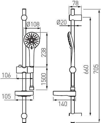 Душевой гарнитур Ferro Nessa N350B