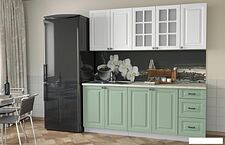 Кухня Интерлиния Мила Деко 2.0 А (мята/белый/опал светлый)