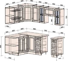 Кухонный модуль Интерлиния Мила Шато 1.5x2.2 LV (белый/керамика/опал светлый)