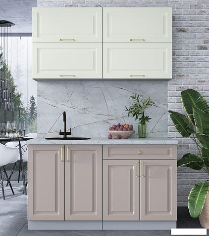 Готовая кухня Интерлиния Мила Шато 1.4Б (белый/луна/серый каспий)