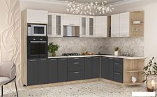 Готовая кухня Интерлиния Мила 1.88x3.0 правая (вудлайн кремовый/антрацит/малага)