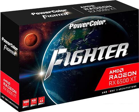Видеокарта PowerColor Fighter Radeon RX 6500 XT 4GB GDDR6 AXRX 6500 XT 4GBD6-DH/OC