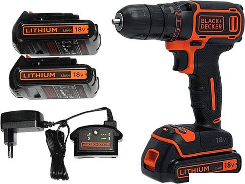 Дрель-шуруповерт Black & Decker BDCDC18B (с 2-мя АКБ, без кейса)