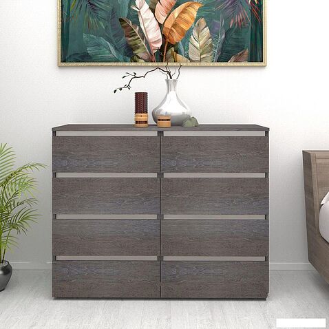 Комод Кортекс-мебель Бари 120 8ш (береза/береза/белый)