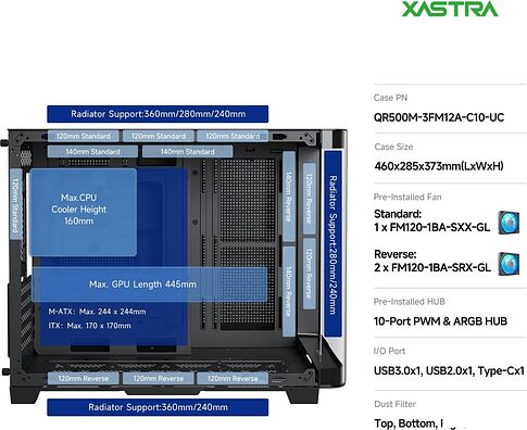 Корпус XASTRA QR500M 3ARGB C10-UC (черный)