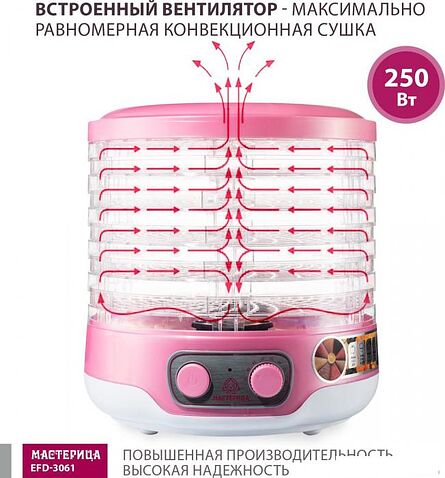 Сушилка для овощей и фруктов Мастерица EFD-3061 (розовый перламутр)