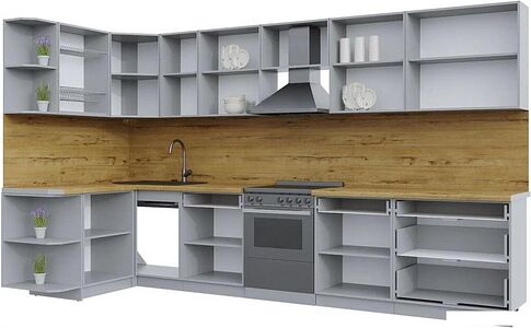 Готовая кухня Интерлиния Берес 1.5x3.6 левая (дуб английский/бискайская сосна)