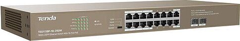 Неуправляемый коммутатор Tenda TEG1118P-16-250W