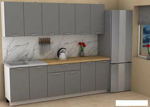 Готовая кухня ЭлиГард Lion 2.4 (дымчатый алмаз/дуб бунратти)