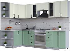 Готовая кухня Интерлиния Тренд 1.5x2.8 левая (мята/белый/бискайская сосна)