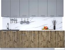 Готовая кухня Интерлиния Мила Лайт 2.7 (серебристый/дуб веллингтон/белый гранит)