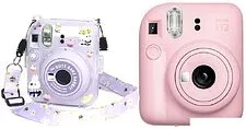 Фотоаппарат Fujifilm Instax Mini 12 (розовый) + пурпурный чехол Sundays с ремнем Фотоаппарат Fujifilm Instax Mini 12 (розовый) + пурпурный чехол Sundays с ремнем