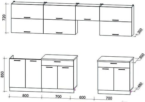 Кухня Интерлиния Мила Gloss 60-30 (яблоко/черный глянец)