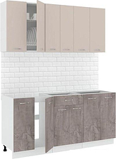 Готовая кухня Кортекс-мебель Корнелия Лира-лайт 1.7м без столешницы (капучино/оникс)