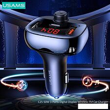 FM-модулятор Usams US-CC143 50W 3 Ports Digital Display Wireless FM FM-модулятор Usams US-CC143 50W 3 Ports Digital Display Wireless FM