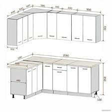 Готовая кухня Кортекс-мебель Корнелия Лира 1.5x2.1 без столешницы (дуб сонома)