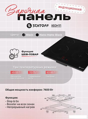 Варочная панель Schtoff I60H11 Nano Matte Black