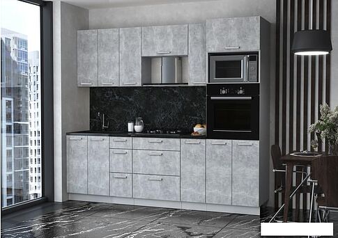 Готовая кухня Интерлиния Мила Лайт 2.4 ВТ (бетон/бетон/кастилло темный)