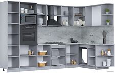 Готовая кухня Интерлиния Мила Лайт 1.68x3.2 правая (персидский жемчуг/антрацит/травертин серый)